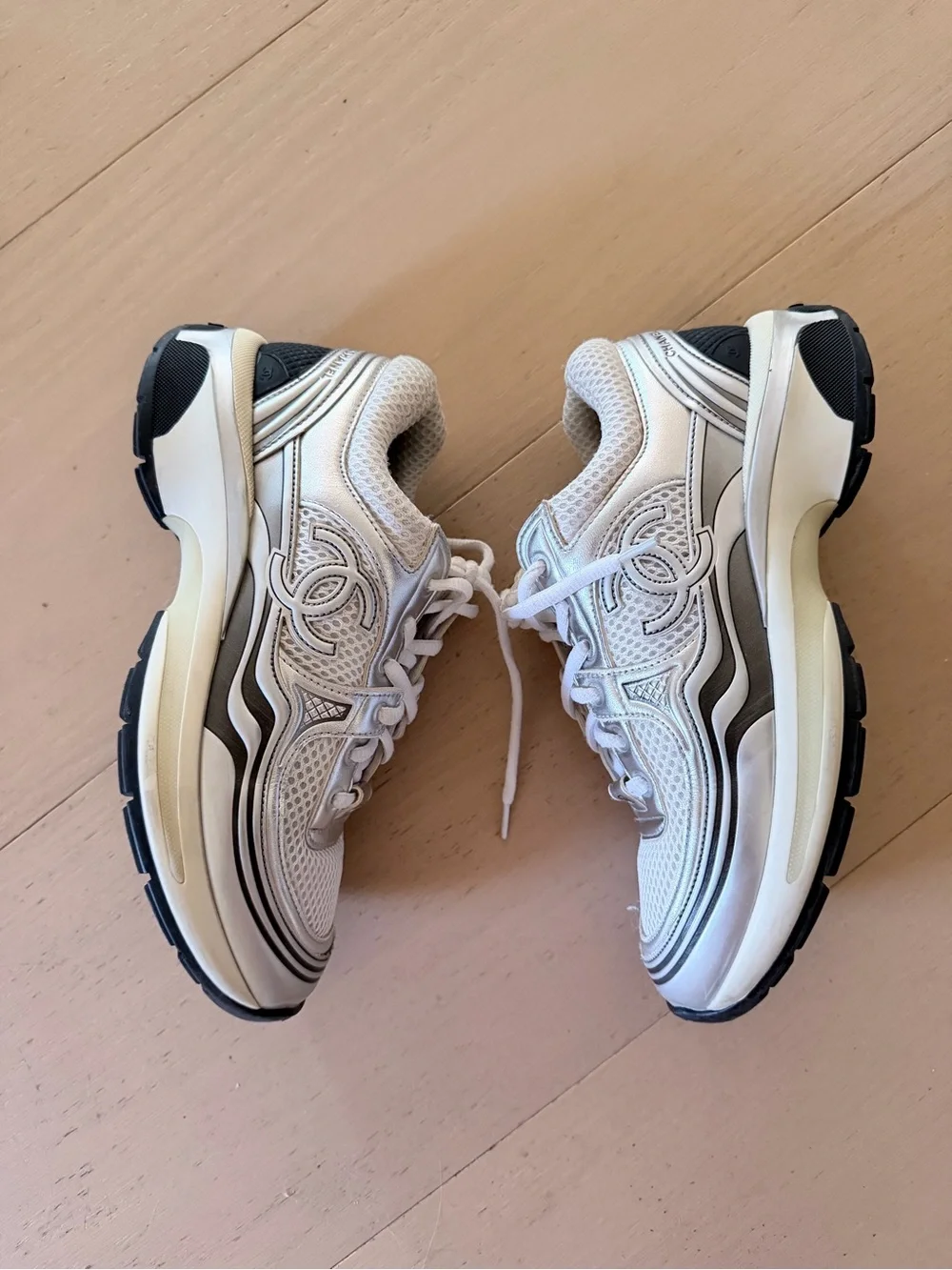 Chanel Interlocking CC Logo Mesh Chunky Sneakers